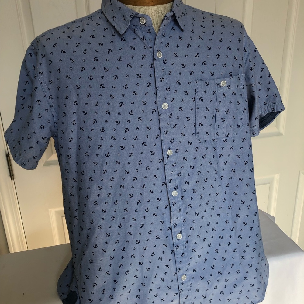Free Planet Light Blue Anchor Print Shirt